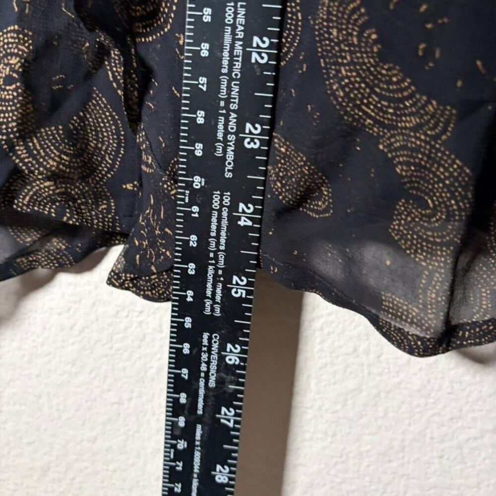 Lucky Brand Blouse Women's Medium Black Sheer Ruffle Long Sleeve Top Shirt NWT - Picture 6 of 10